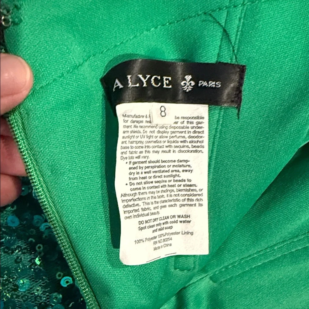 Alyce Paris Strapless Green Sequin Dress sz8 fits like 4-6 - Picture 6 of 8